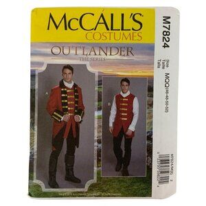 McCalls M7824 Mens Costume Sewing Pattern Outlander Red Coat Jacket & Vest 46-52